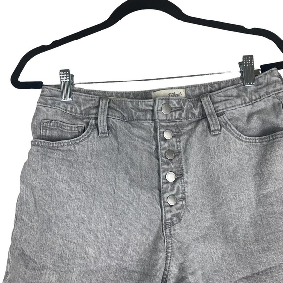 Target vintage midi exposed button raw hem shorts sz 8 - Picture 2 of 4